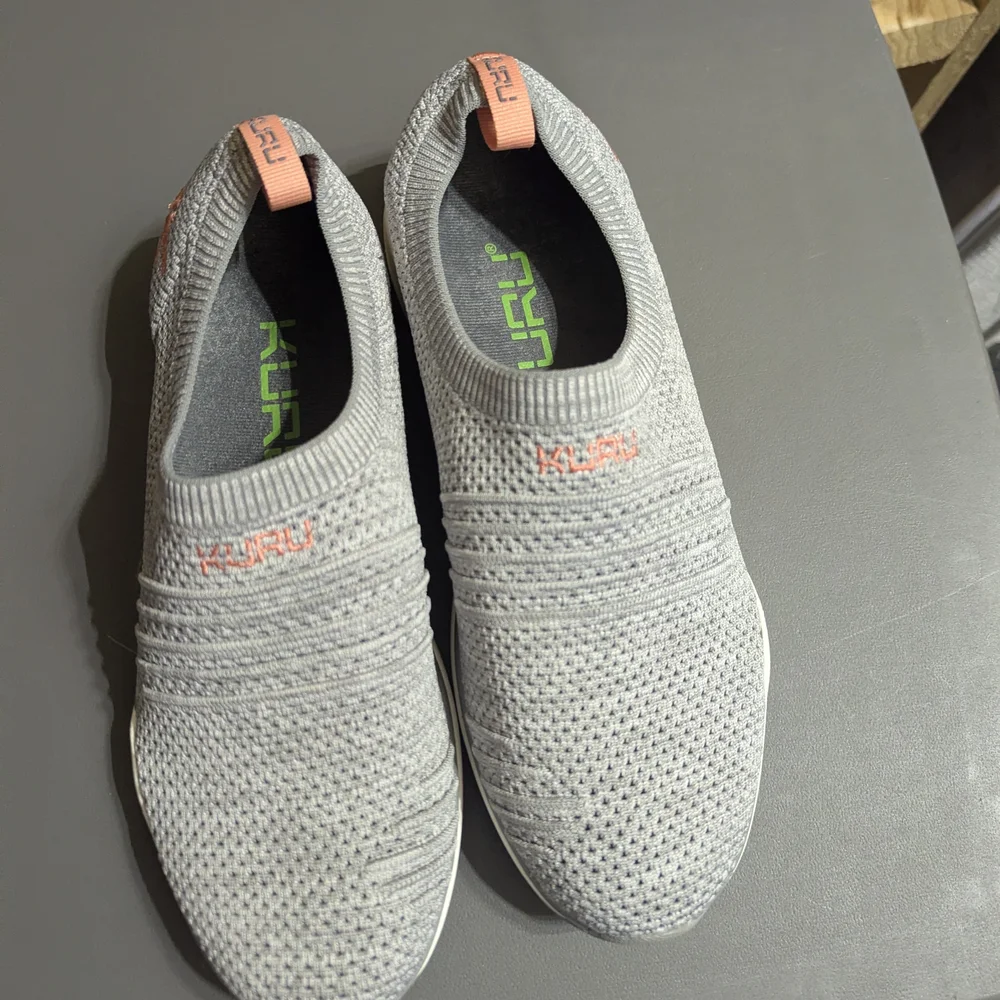 Gray and Pink Knit Slip-On Sneakers - Picture 3 of 3